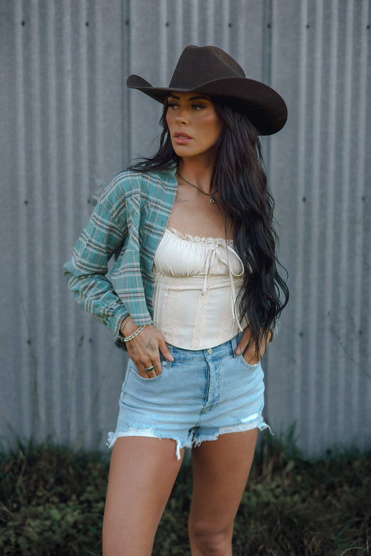 Saylor Distressed Denim Shorts - Light Wash -DS