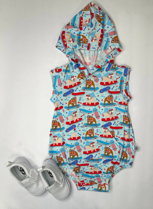 Patriotic Bulldogs Bamboo Hooded Romper -DS