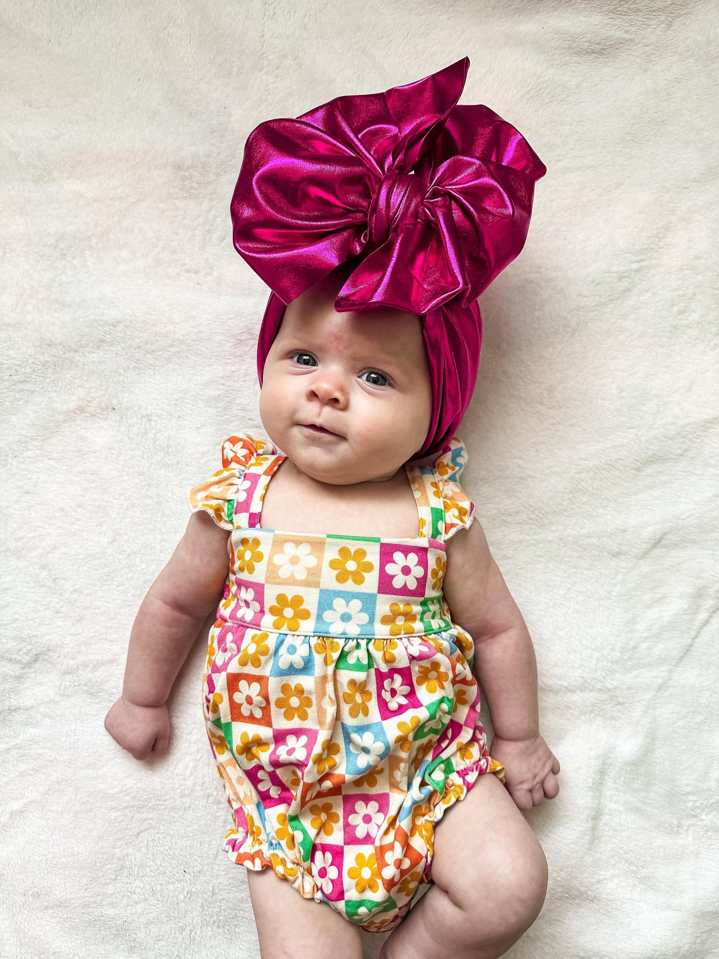 Checkered Floral Bamboo Romper-DS