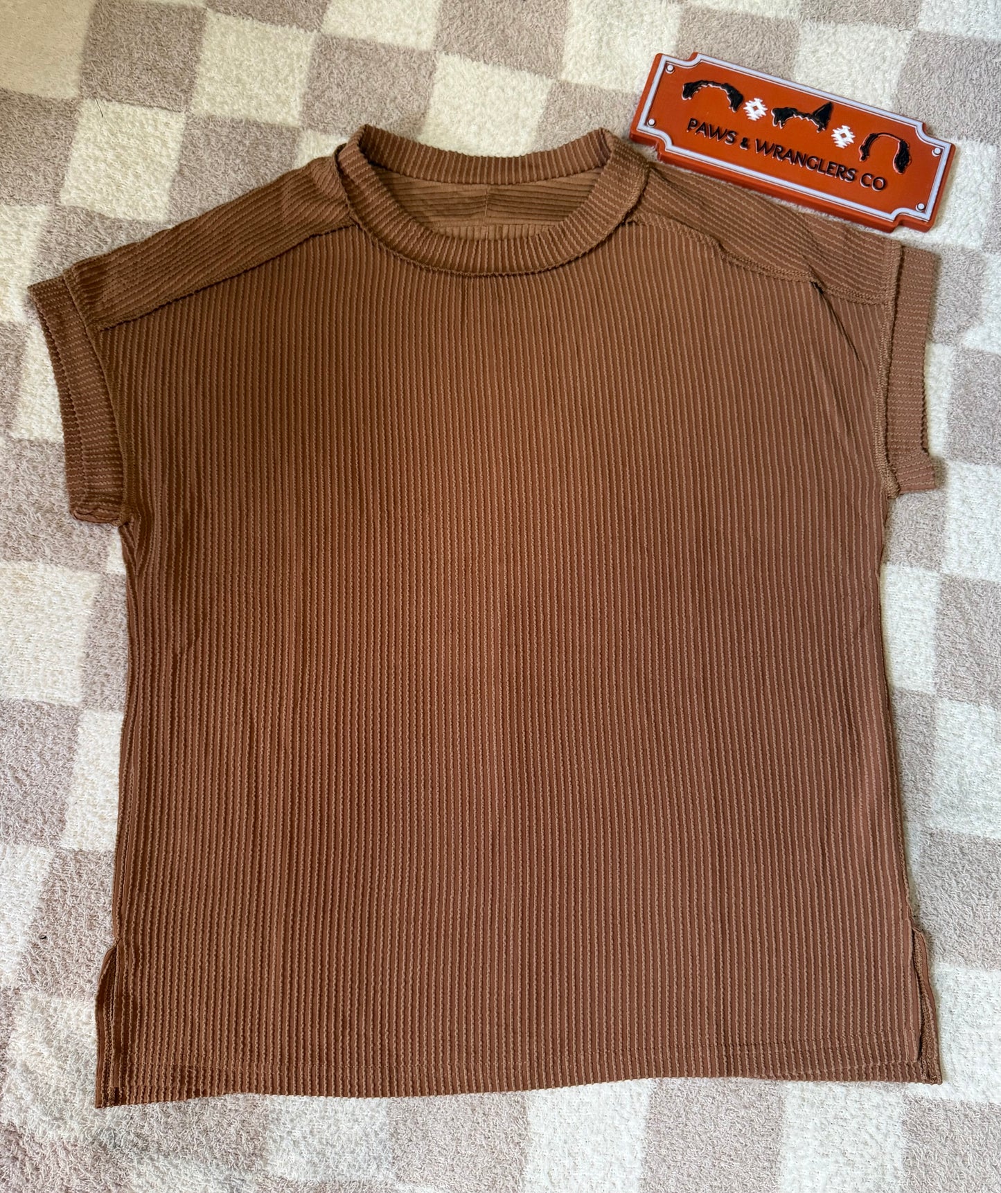 Everyday Knit Textured Exposed Stitching Tee