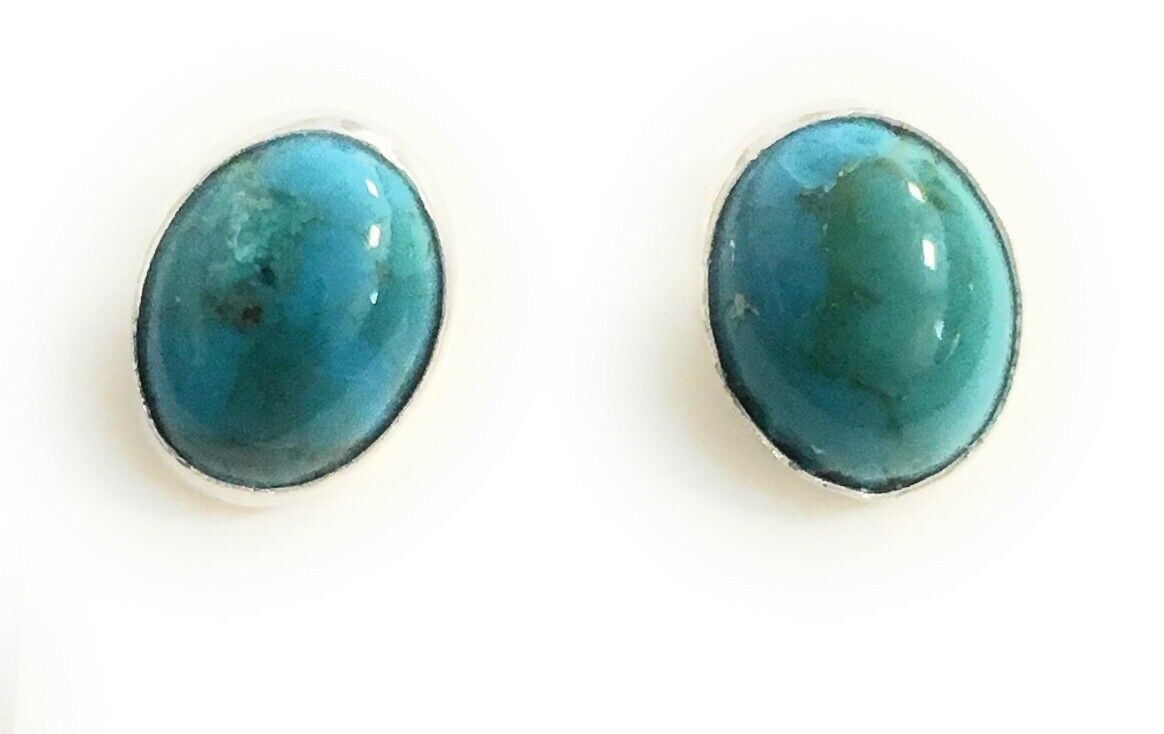 Handcrafted Beautiful Turquoise And Sterling Silver Studs -DS