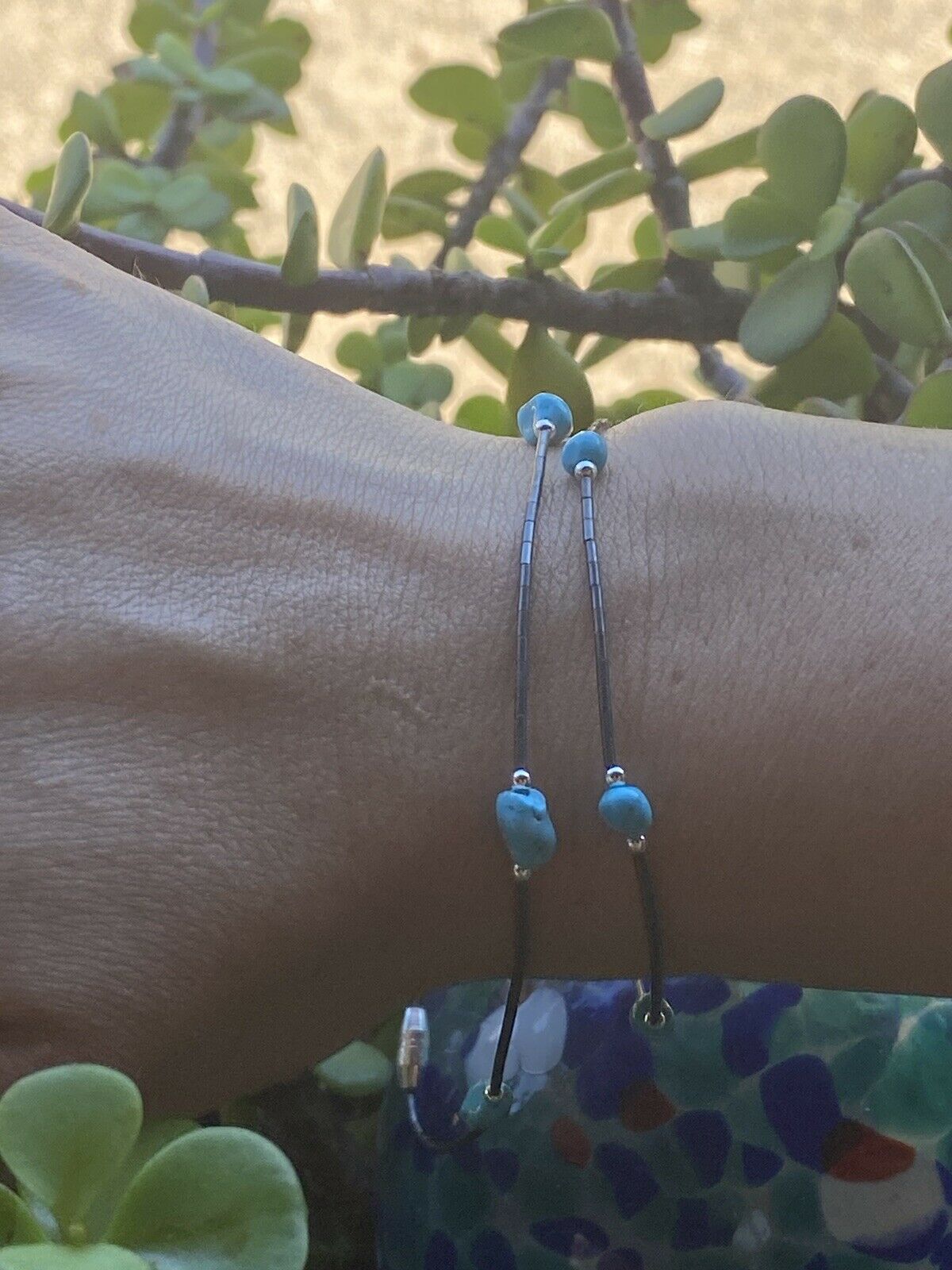 Sleeping Beauty Turquoise & Sterling Silver Anklet/Bracelet -DS