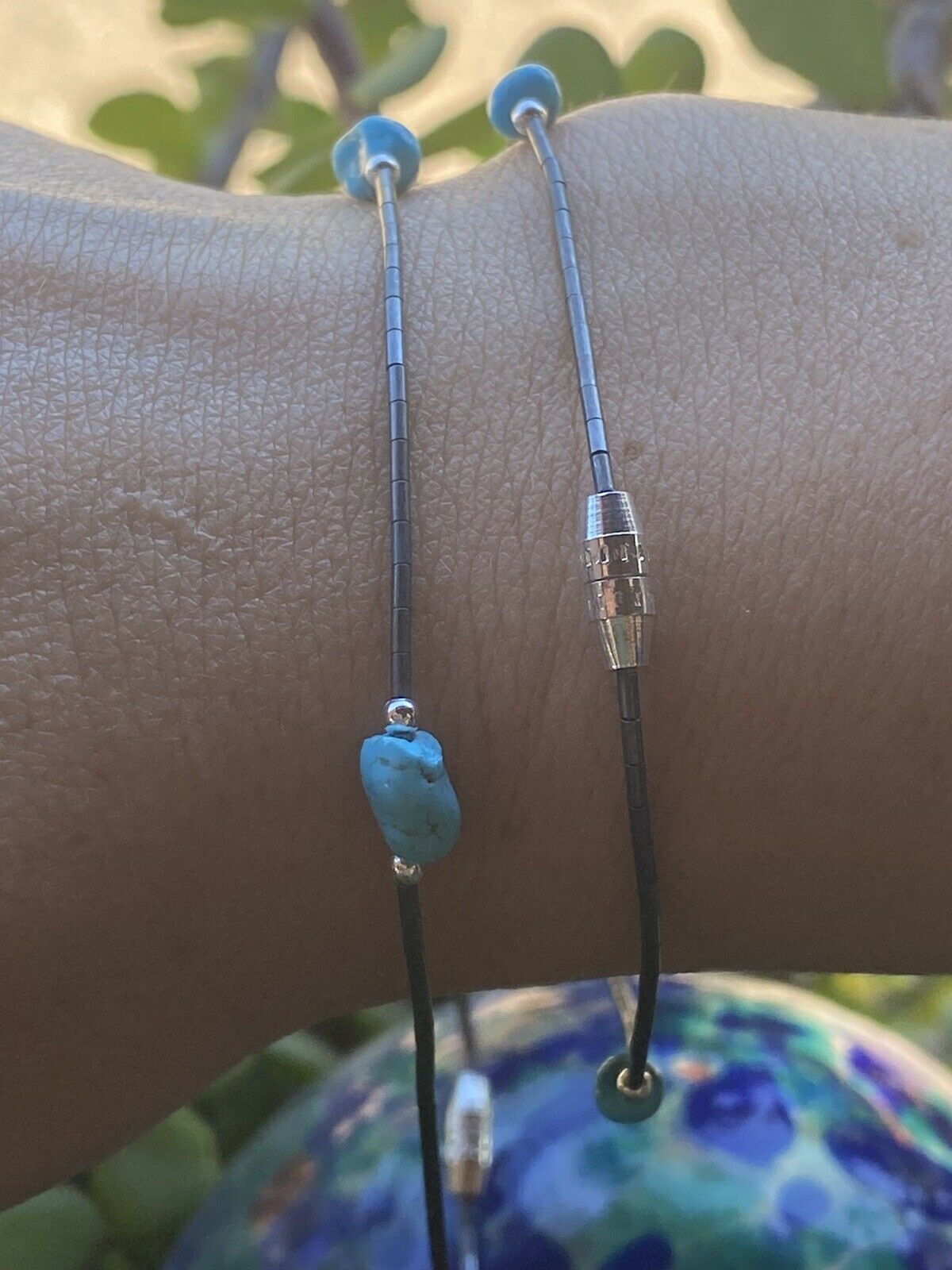 Sleeping Beauty Turquoise & Sterling Silver Anklet/Bracelet -DS