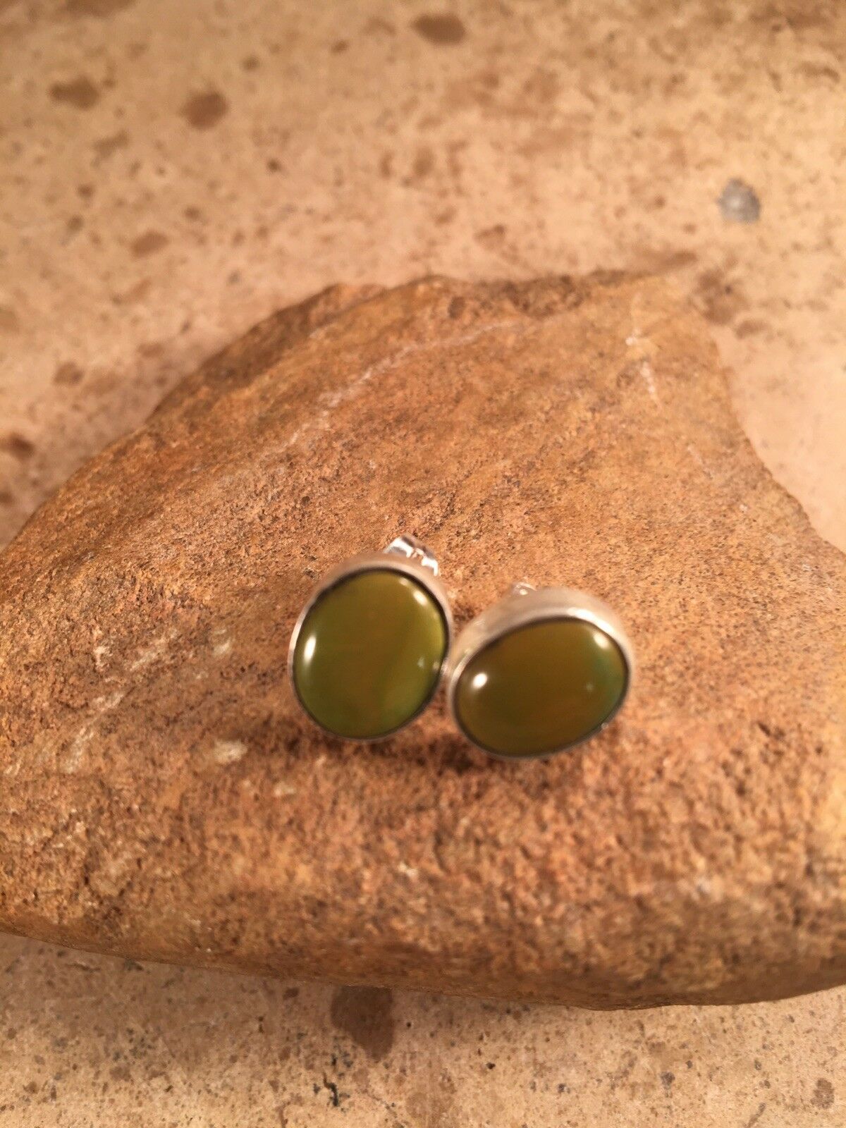 Handcrafted Turquoise and Sterling Silver Studs Signed -DS