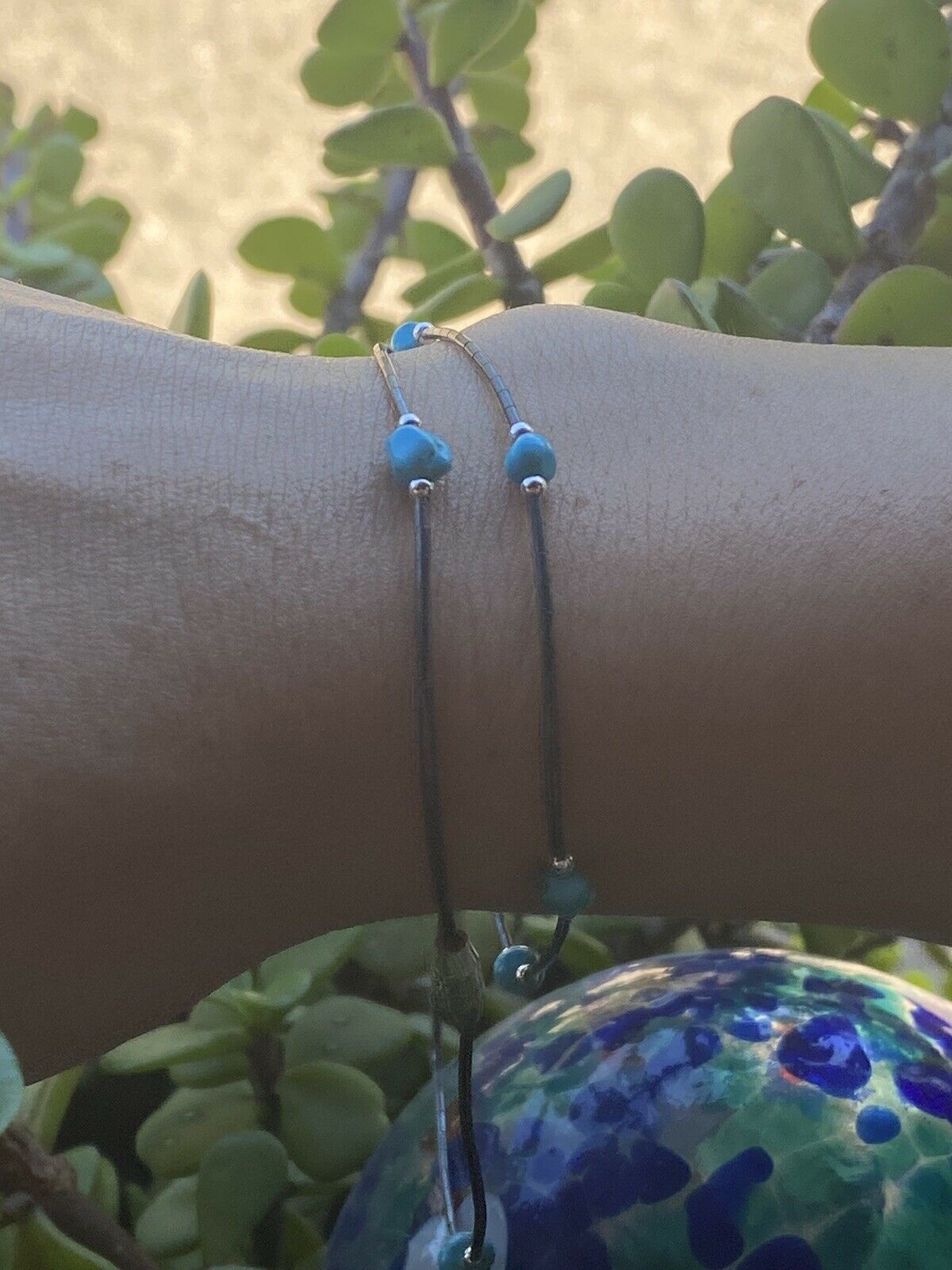 Sleeping Beauty Turquoise & Sterling Silver Anklet/Bracelet -DS