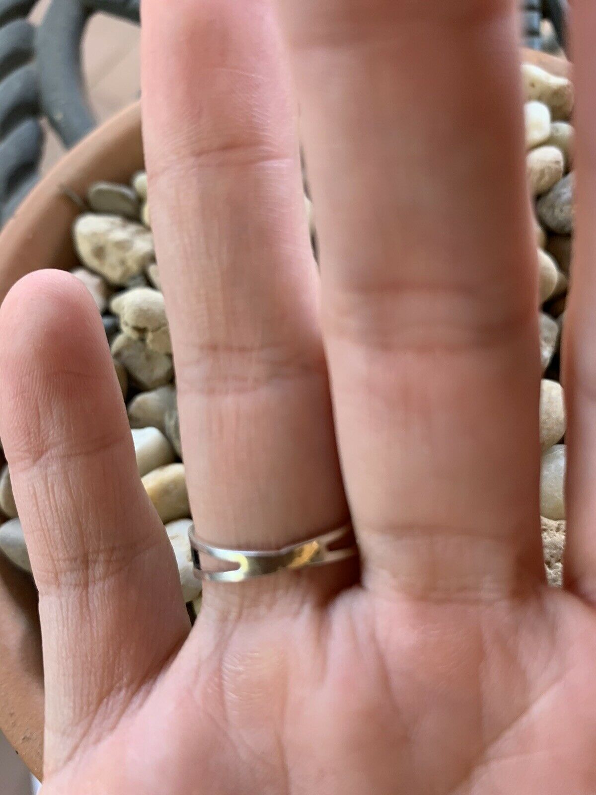 Zuni Sterling Silver Blue Opal Stacker Ring -DS