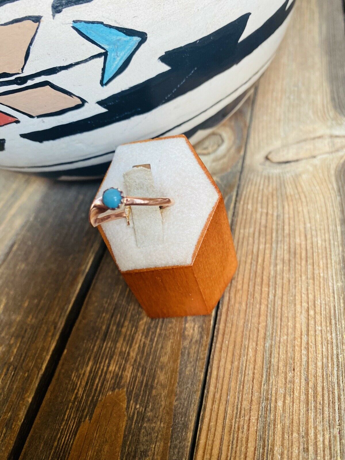 Handcrafted Copper Over Sterling & Turquoise Ring -DS