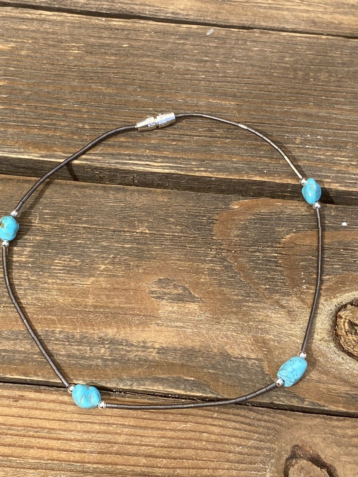 Sleeping Beauty Turquoise & Sterling Silver Anklet/Bracelet -DS