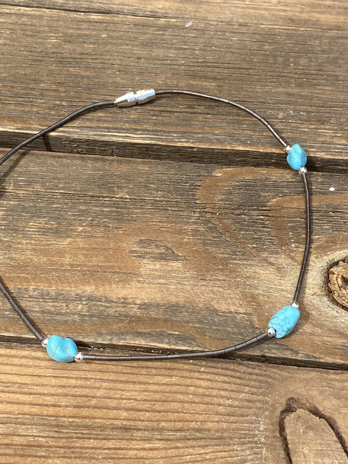 Sleeping Beauty Turquoise & Sterling Silver Anklet/Bracelet -DS