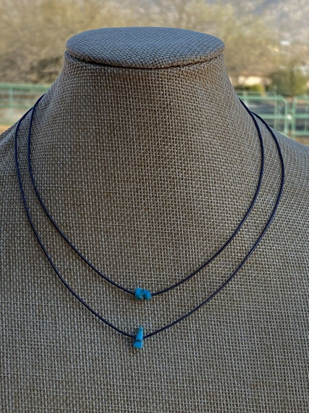 Handmade Sleeping Beauty one Turquoise stone and Sterling Silver Necklace 14 and 16 inch -DS