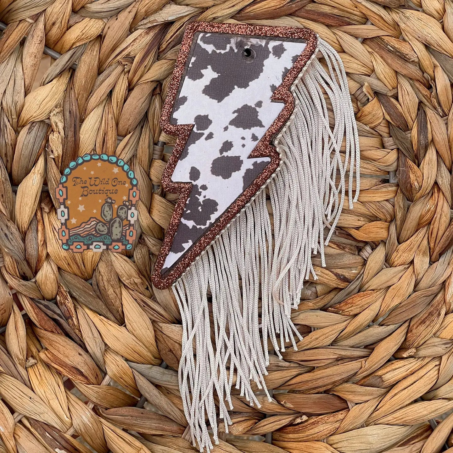 Chocolate Cow Print Bolt Freshie (with or Without Fringe)