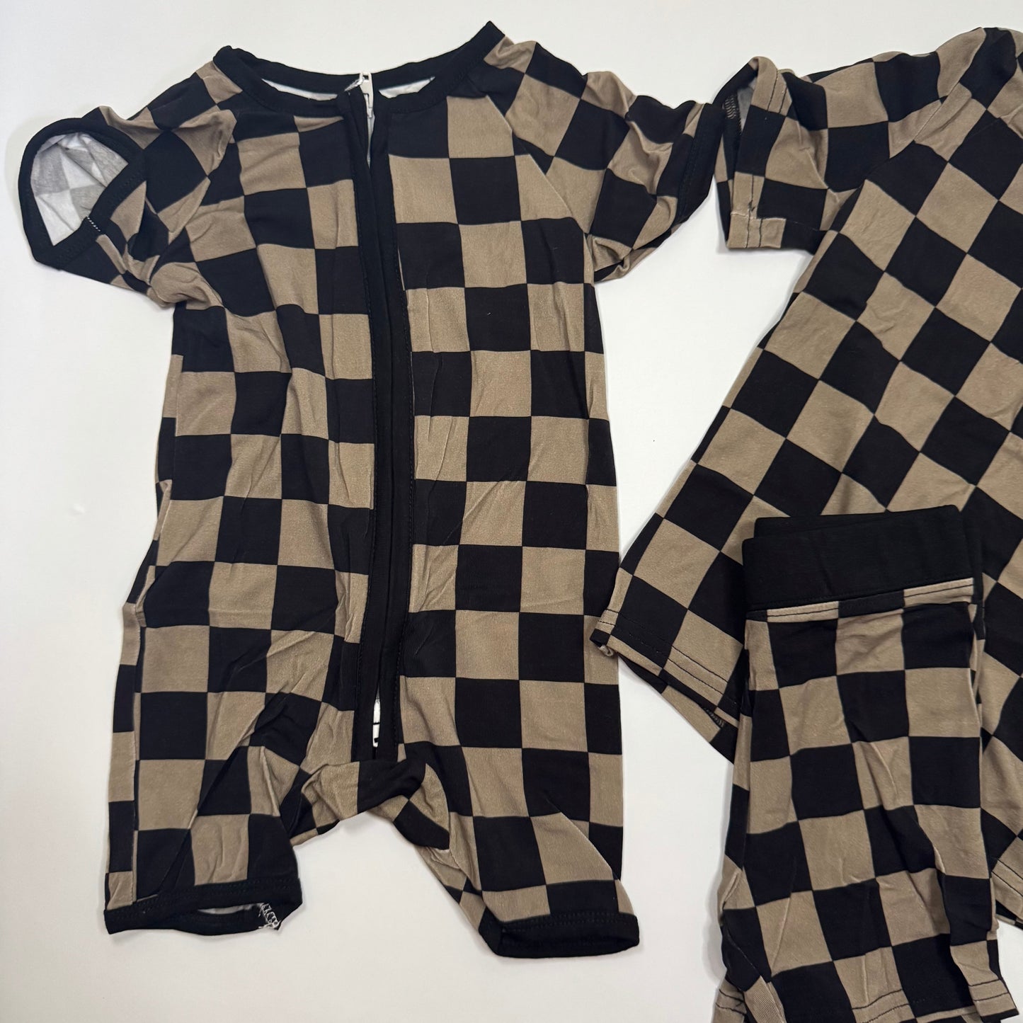 DS- Charcoal Checkers Bamboo Shorts Set