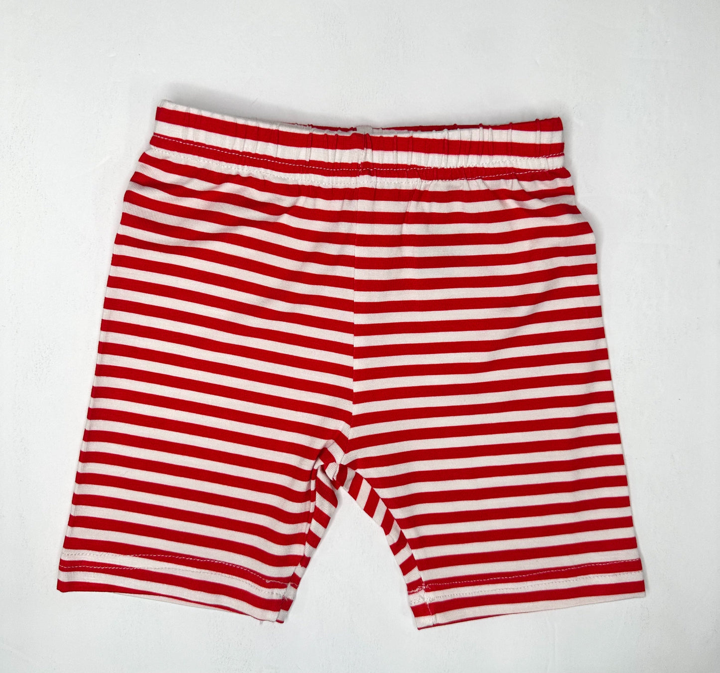 Red & White Striped Bamboo Biker Shorts -DS