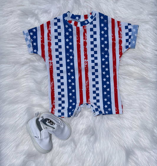 Red, White & Revved Up Romper -DS