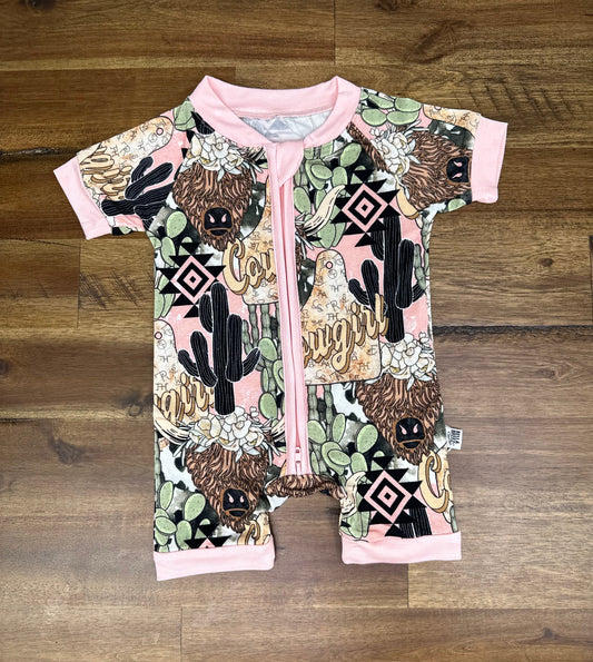 Cowgirl Bamboo Shortie Romper -DS