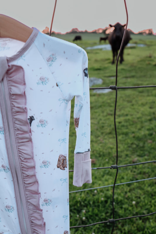 The Blush Angus Ruffle Bamboo Sleeper -DS
