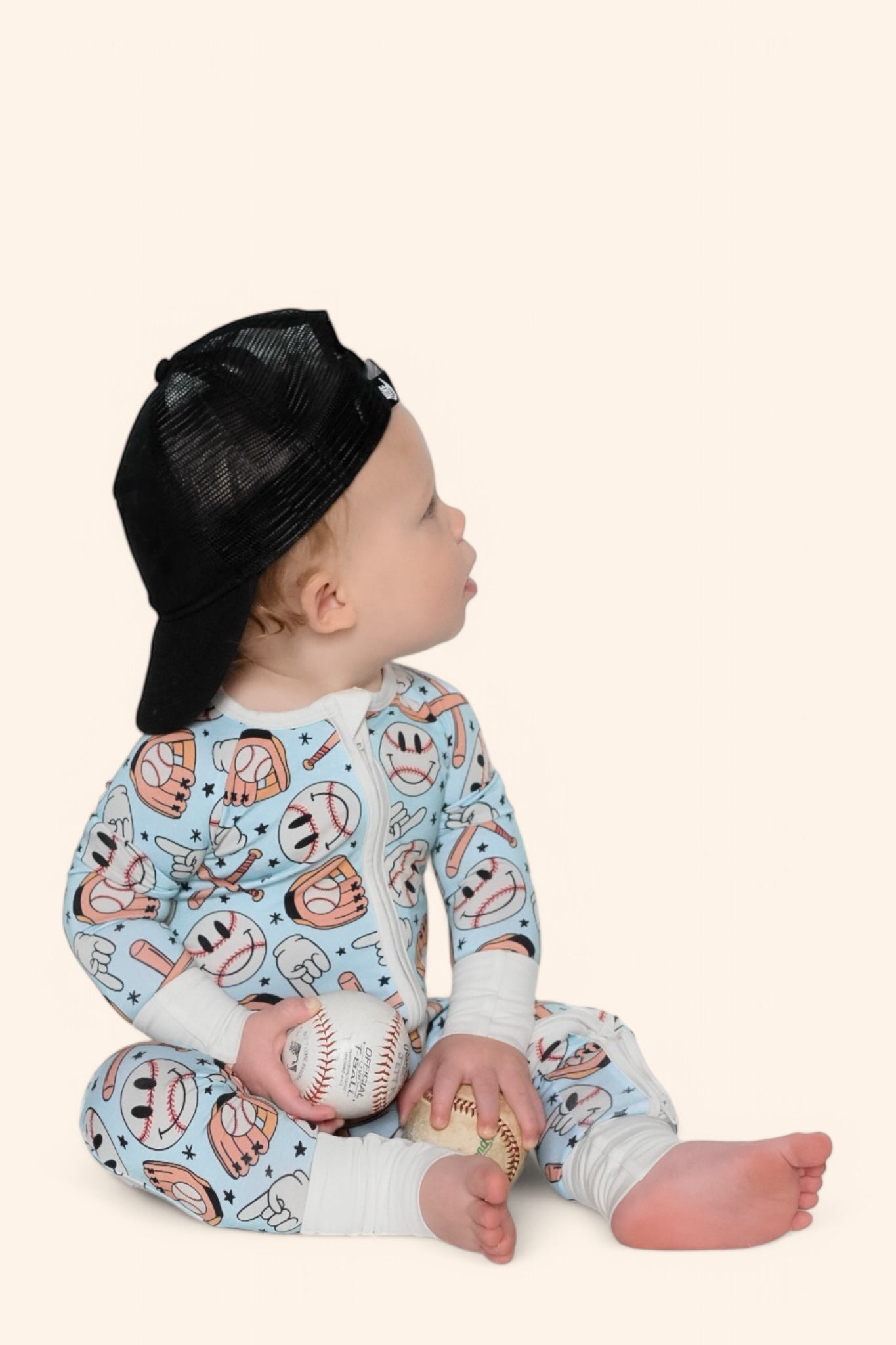BASEBALL SMILEY DREAM ROMPER -DS