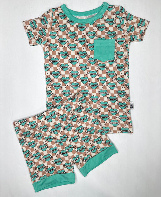 Checkered Mama's Boy Bamboo Short Set -DS