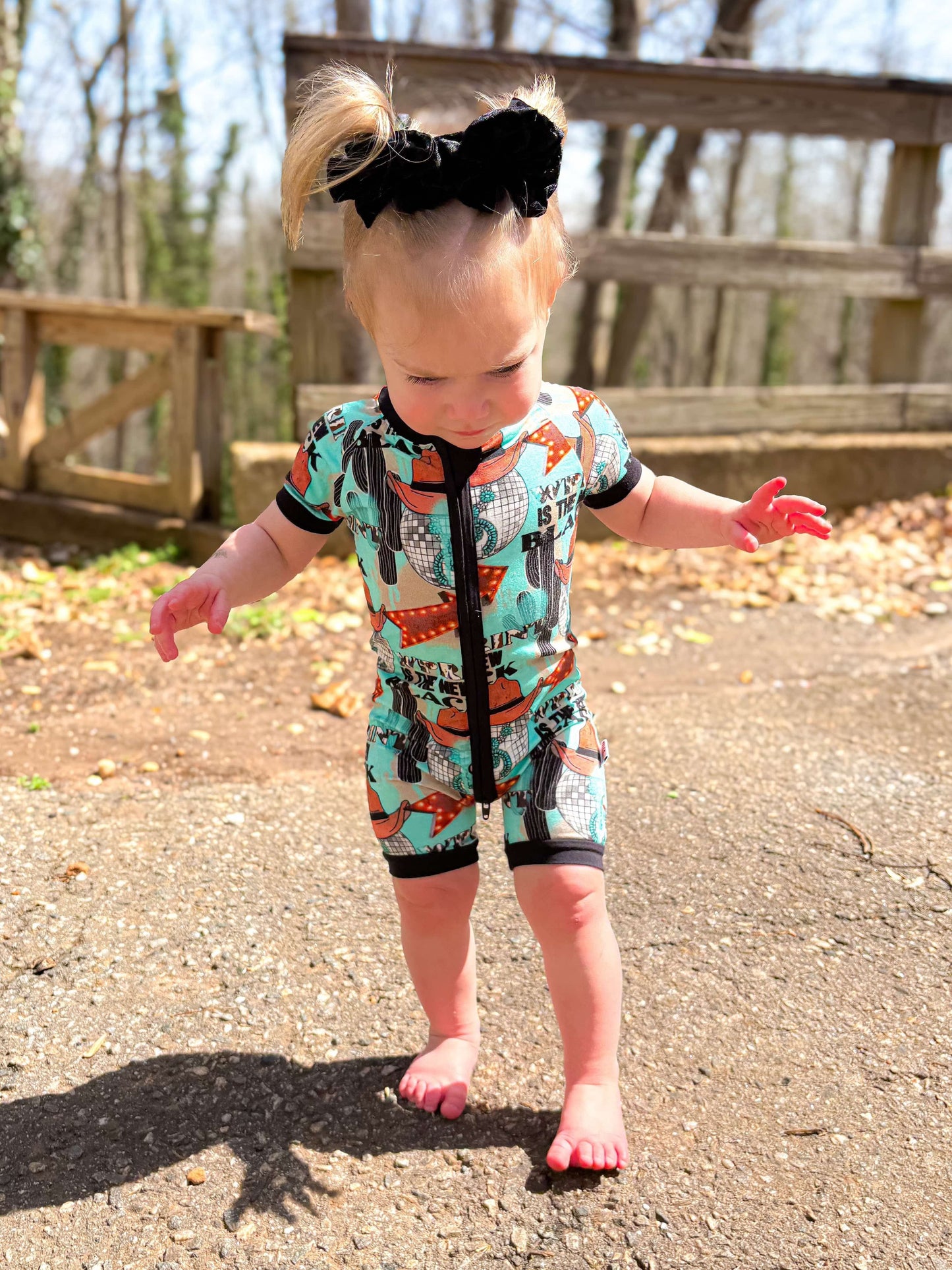 Cow print is the New Black Bamboo Shortie Romper -DS