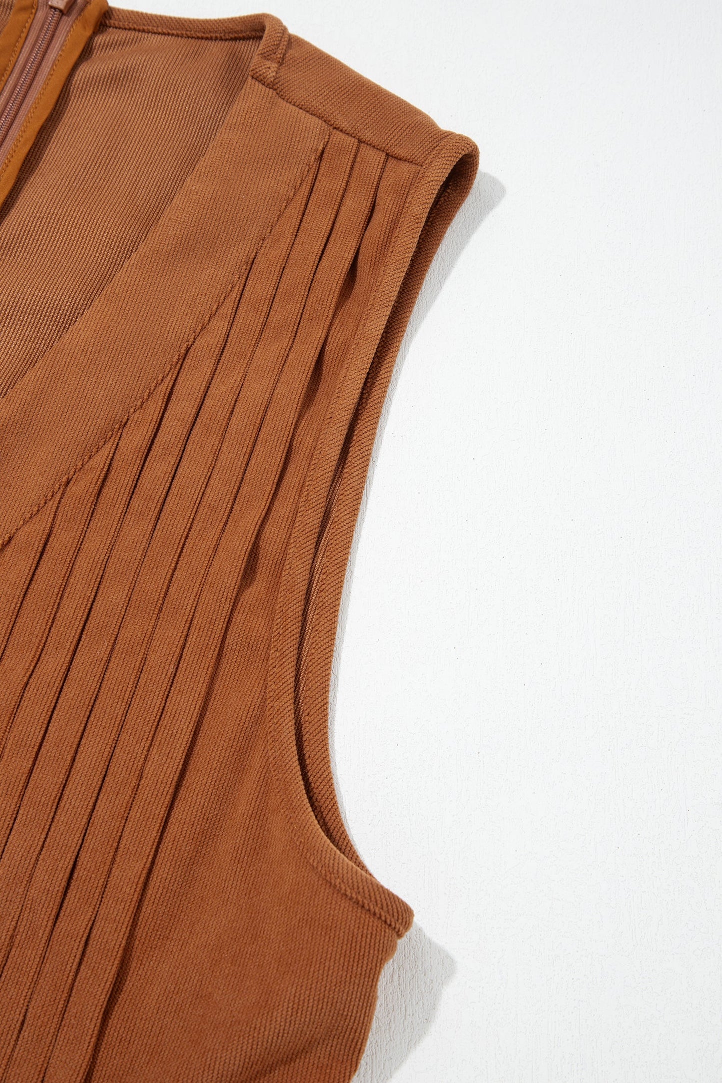 Solid Tie V-Neck Sleeveless Corduroy Romper -DS