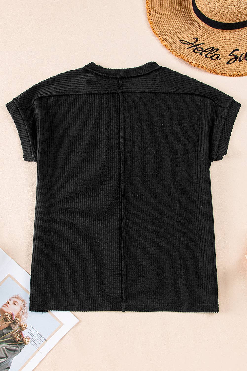 Everyday Knit Textured Exposed Stitching Tee