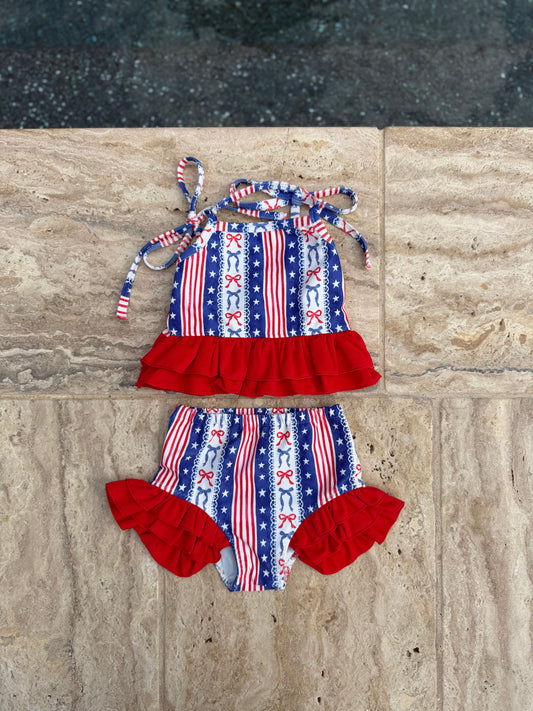 Little Miss America 2 Piece Swim Suit -DS
