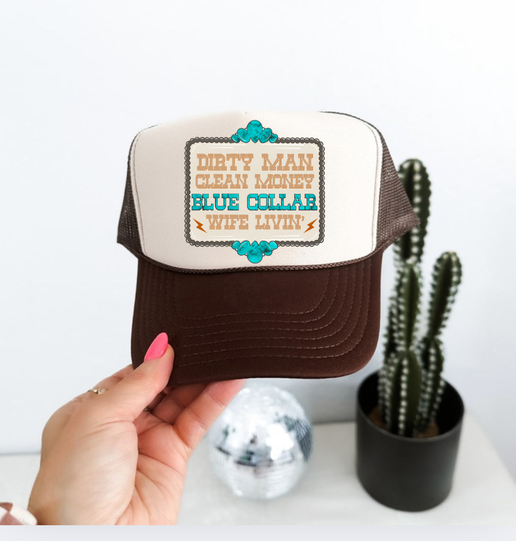 BLUE COLLAR WIFE LIVIN’ TRUCKER HAT -DS