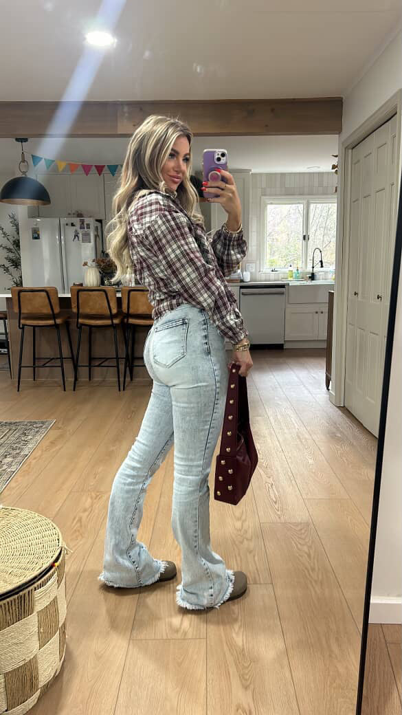 Keep Up Flare Acid/Dark Wash Jeans -DS