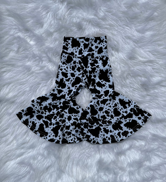 DS- Black Cow Print Double Bell Bottoms
