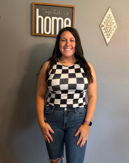 Checkered Slim Tank Top