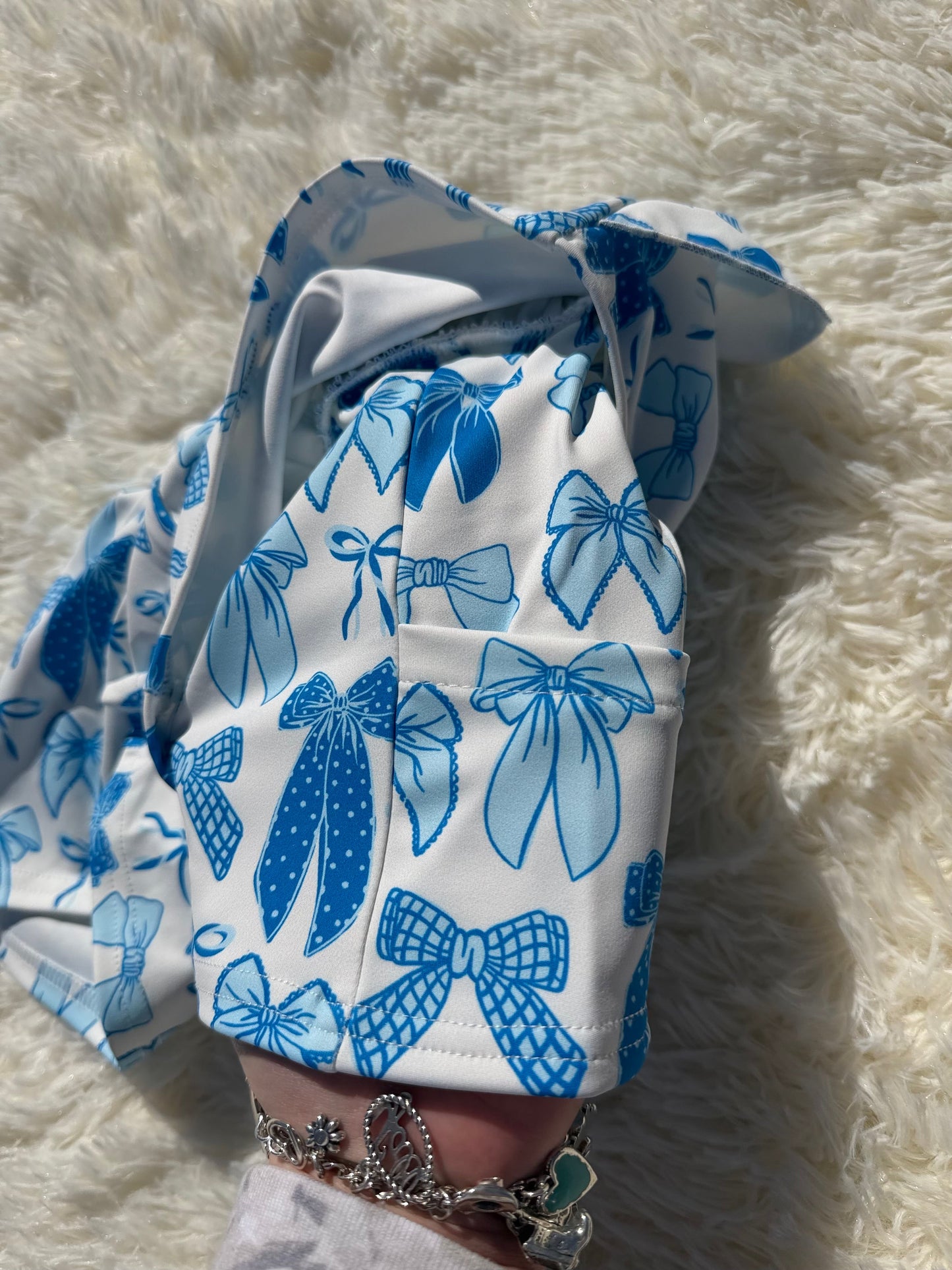 Blue Tide Bows Yoga Short Set -DS