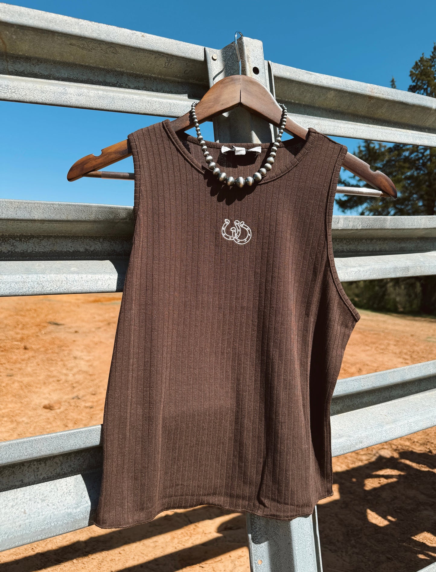 The Horseshoe Embroidered Tank - DS