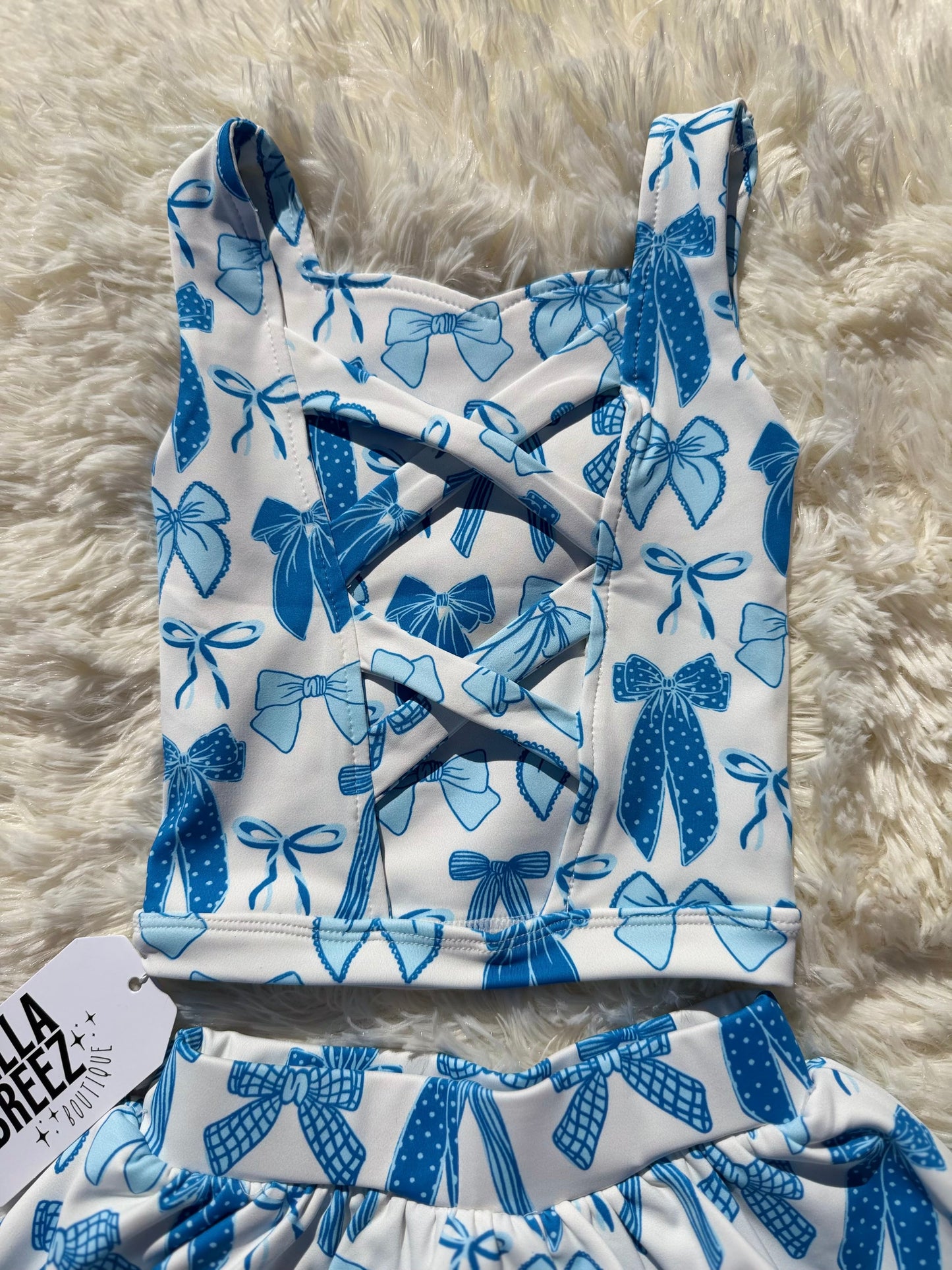Blue Tide Bows Yoga Short Set -DS