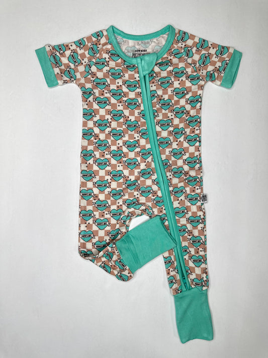Checkered Mama's Boy Short Sleeve Bamboo Sleeper -DS