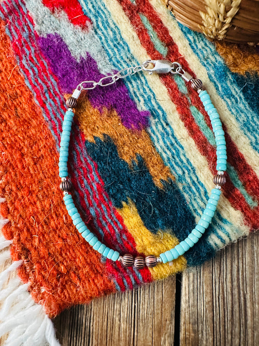 Handcrafted Turquoise & Copper Beaded Bracelet -DS