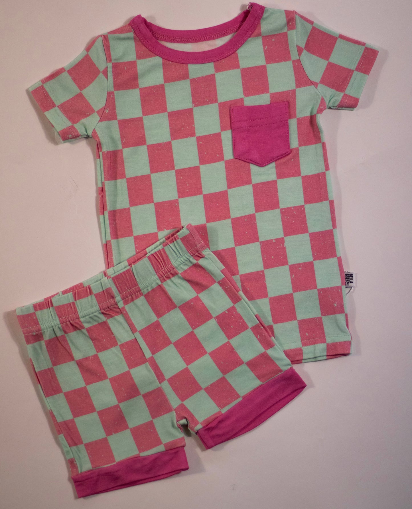 Bubblegum Checks Bamboo Short Set -DS