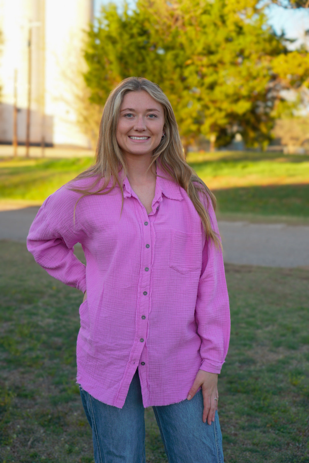 DS- Mauve - Button Down Linen Top