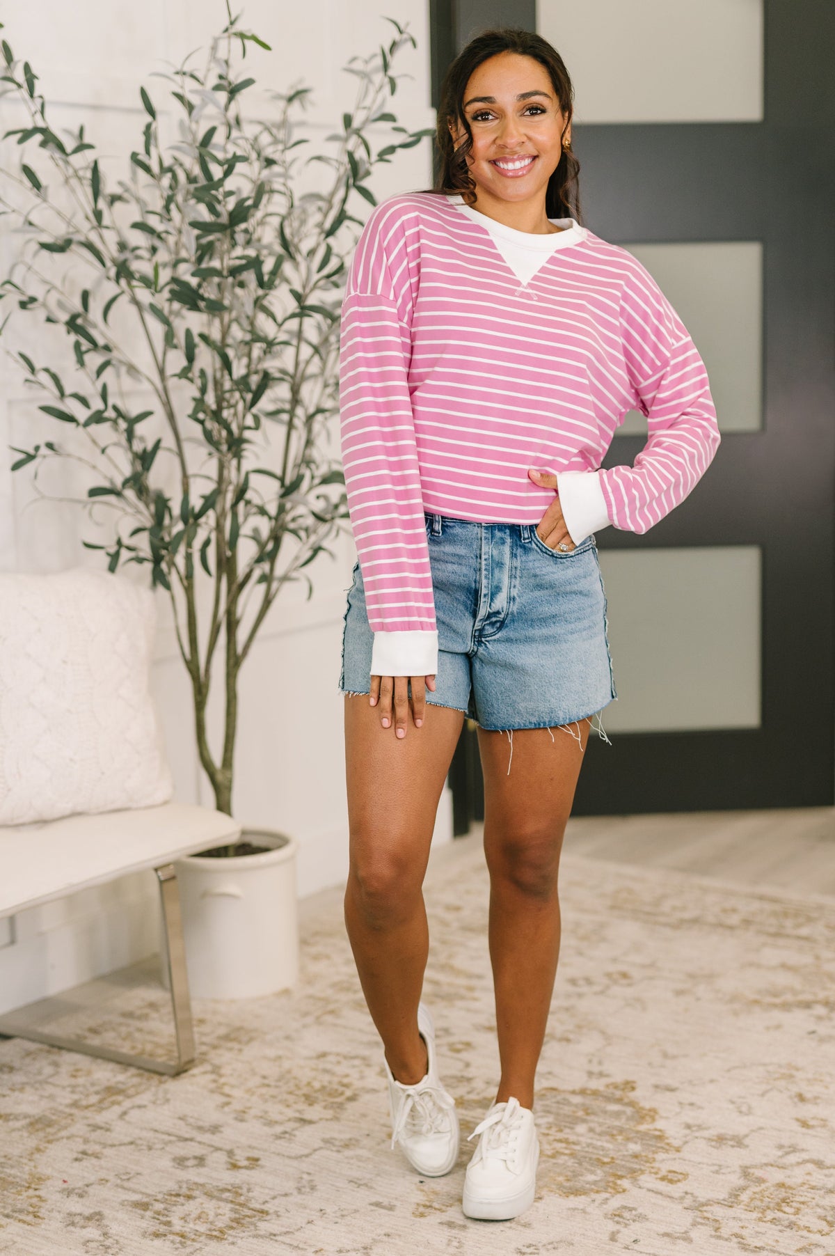 Almost Therapeutic Drop Shoulder Pullover in Candy Pink - DS
