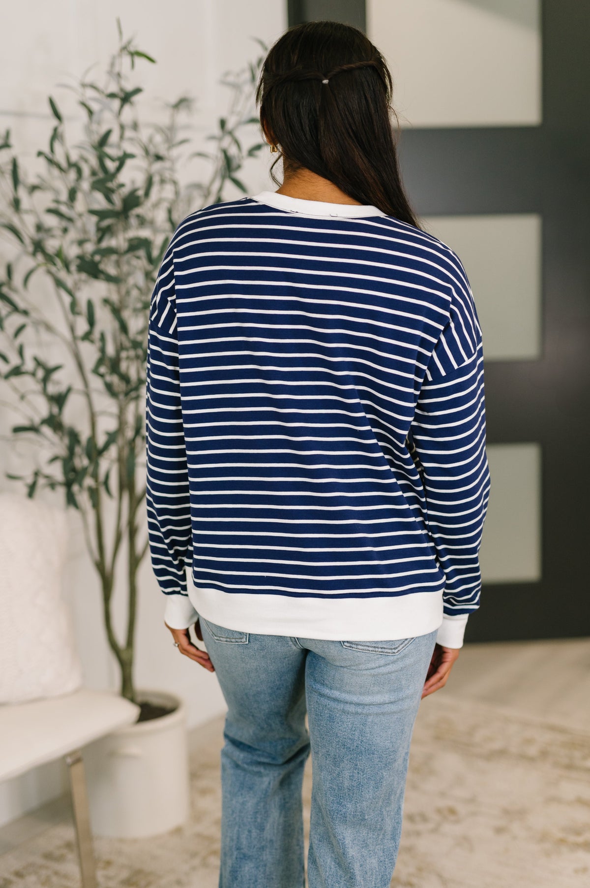 Almost Therapeutic Drop Shoulder Pullover in Navy -DS