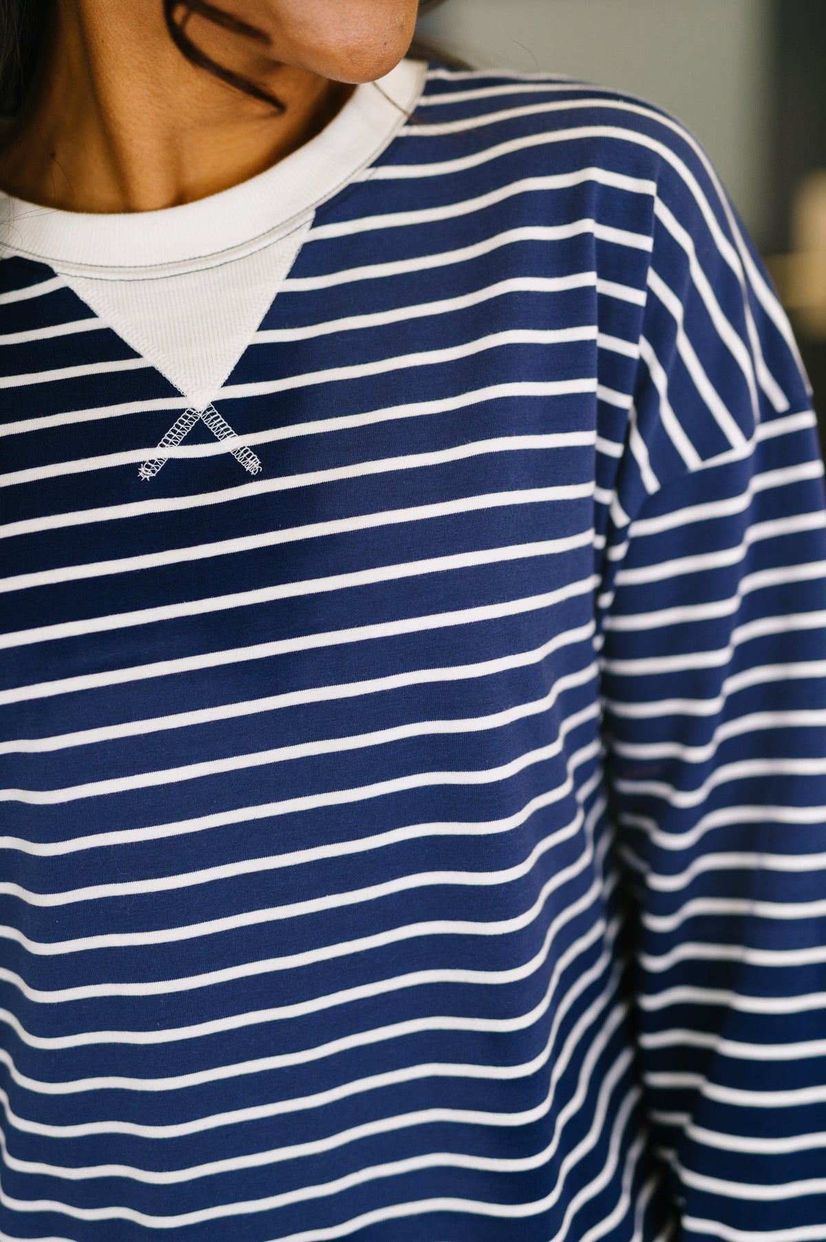 Almost Therapeutic Drop Shoulder Pullover in Navy -DS