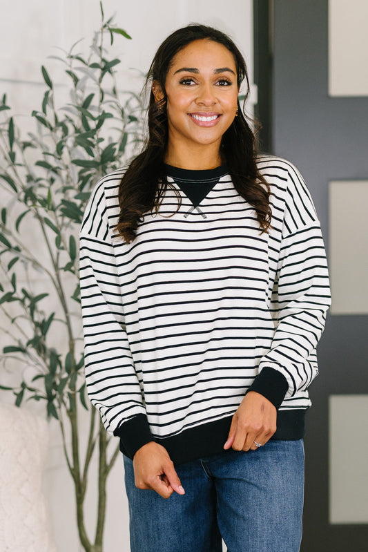 Almost Therapeutic Drop Shoulder Pullover in White and Black -DS