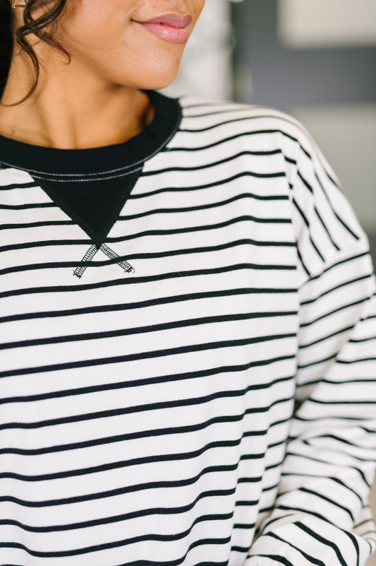 Almost Therapeutic Drop Shoulder Pullover in White and Black -DS