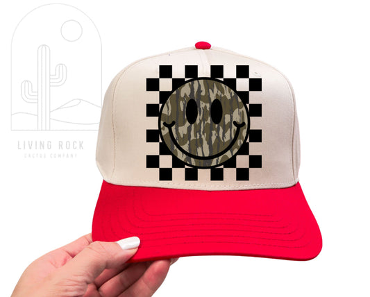 CAMO CHECKERED TRUCKER HAT -DS