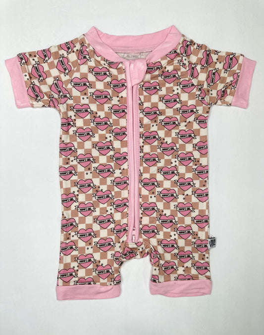 Checkered Mama's Girl Bamboo Shortie Romper -DS
