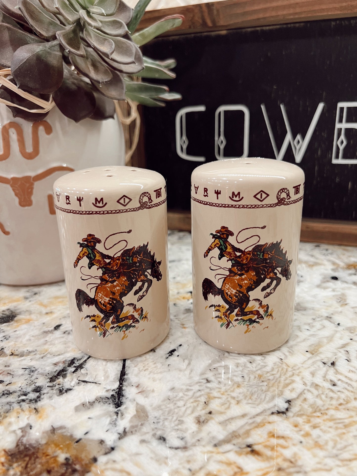 The Bronc Salt & Pepper Shakers -DS