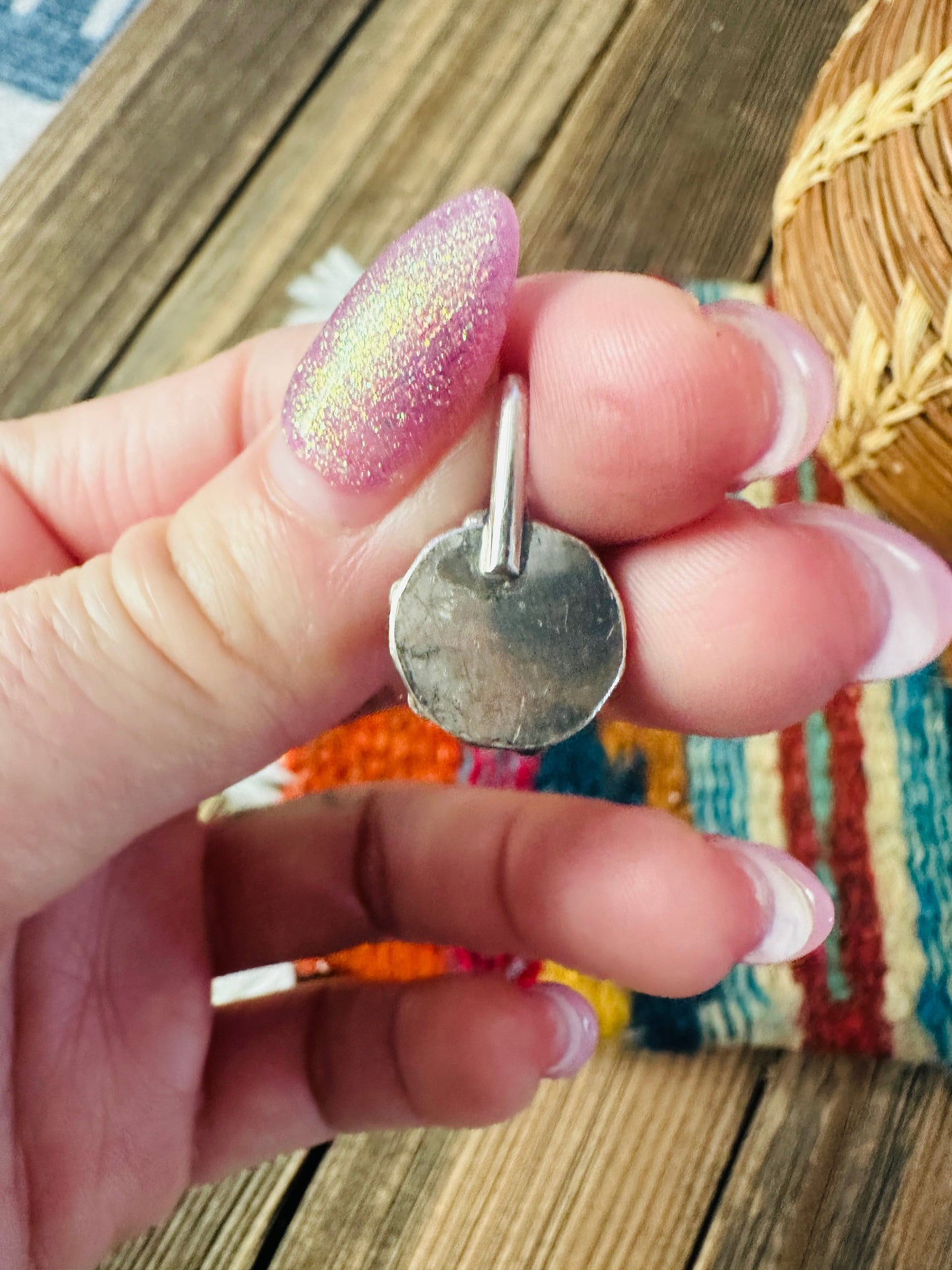 Handcrafted Sterling Silver and Turquoise Petit Point Pendant -DS