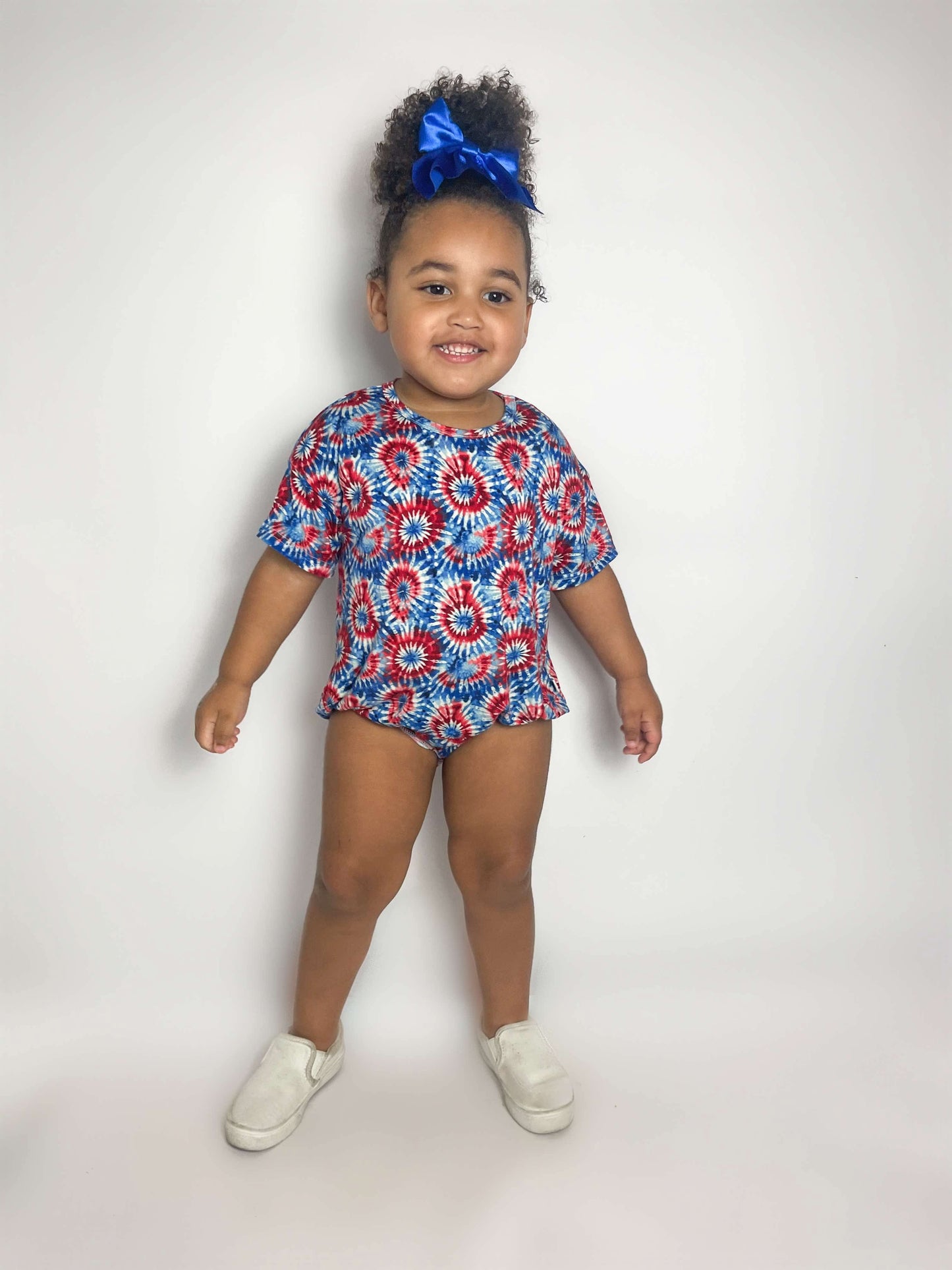 USA Tie Dye Oversized Bamboo Romper -DS