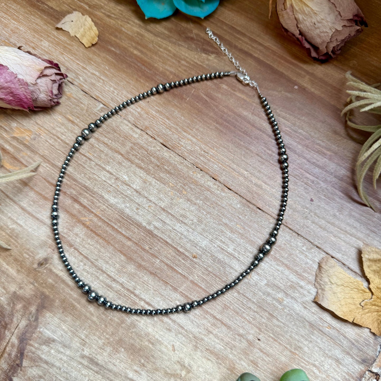 16 inch Graduated Sterling Silver Pearl Necklace -DS