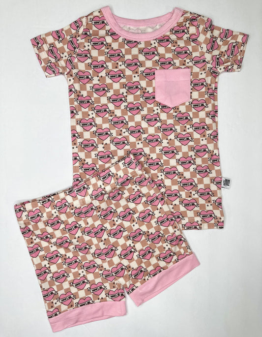 Checkered Mama's Girl Bamboo Short Set -DS