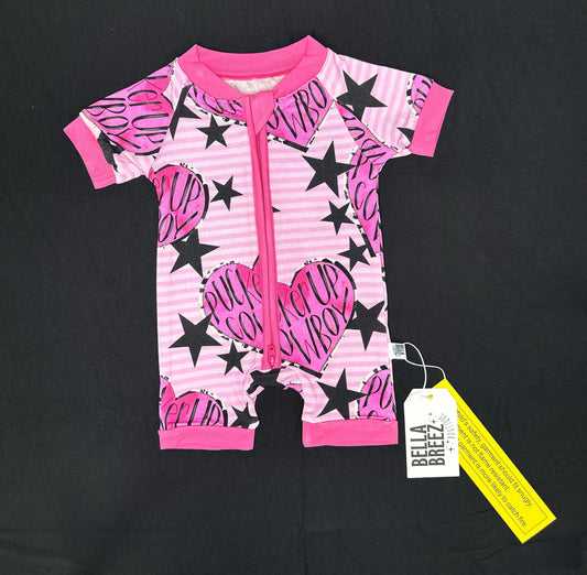 Pucker Up Cowboy Bamboo Shortie Romper -DS
